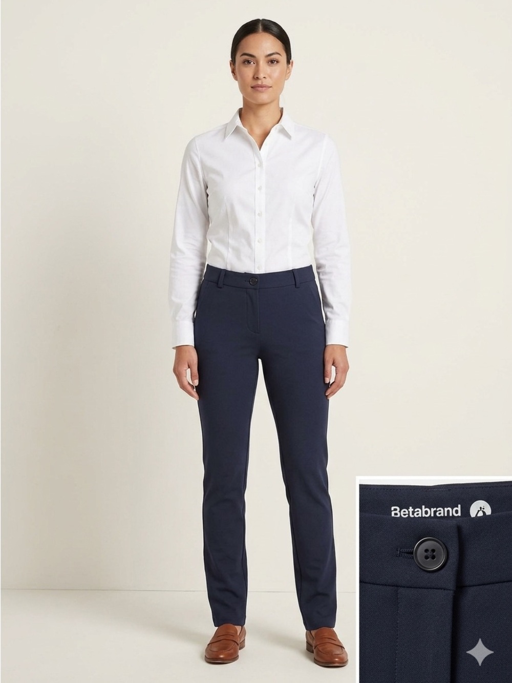 Betabrand Dress Pant Yoga Pants Navy Blue Straight Leg Women’s Small Petite